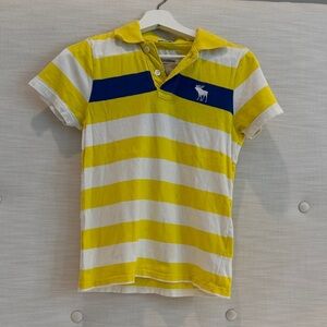 Vibrant Yellow and White Striped Polo Shirt for Kids